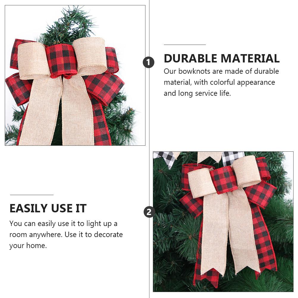 2Pcs Bowknot Ornaments Christmas Tree Decorations Colorful Long-Lasting Xmas Bow Hanging Pendant Family Xmas Party Decor