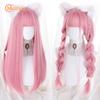 Professional  Synthetic Long Straight Lolita Wig with Bangs Wig Girl Cute Pink Blonde Black Cosplay Party Halloween Harajuku Wig