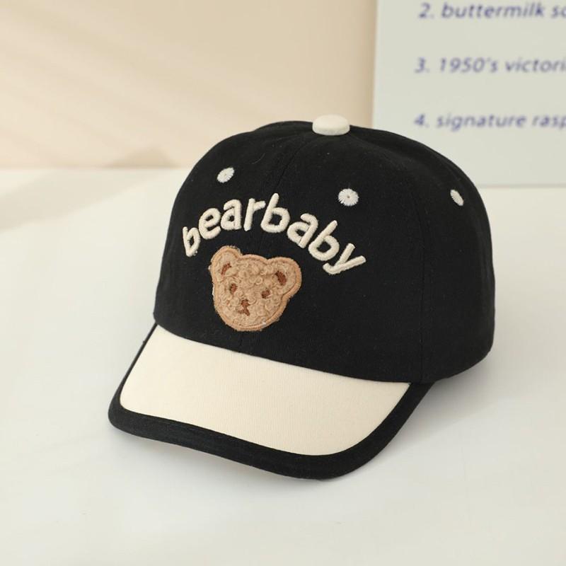 

Cute Patchwork Baby Duck Tongue Cap Cartoon Bear Casual Baseball Cap Adjustable Kids Toddler Short Brim Sun Hat чорний