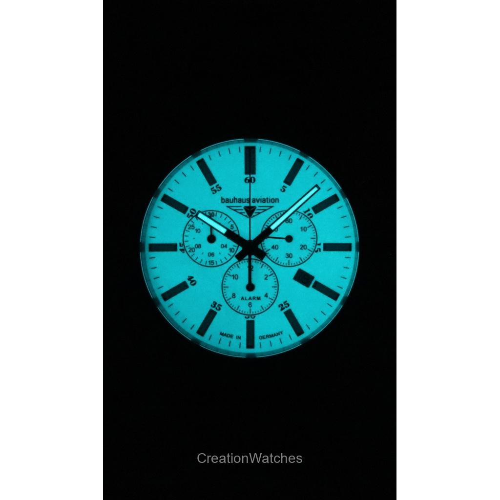 Bauhaus Aviation Chronograph Titanium Beige Dial Quartz 2880M5 100M Men's Watch