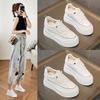 Small Size 2025 Spring and Summer New Slope Heel Thick Sole Small Inner Height Increase Small White Shoes Free Lace-up Small White Shoes Women