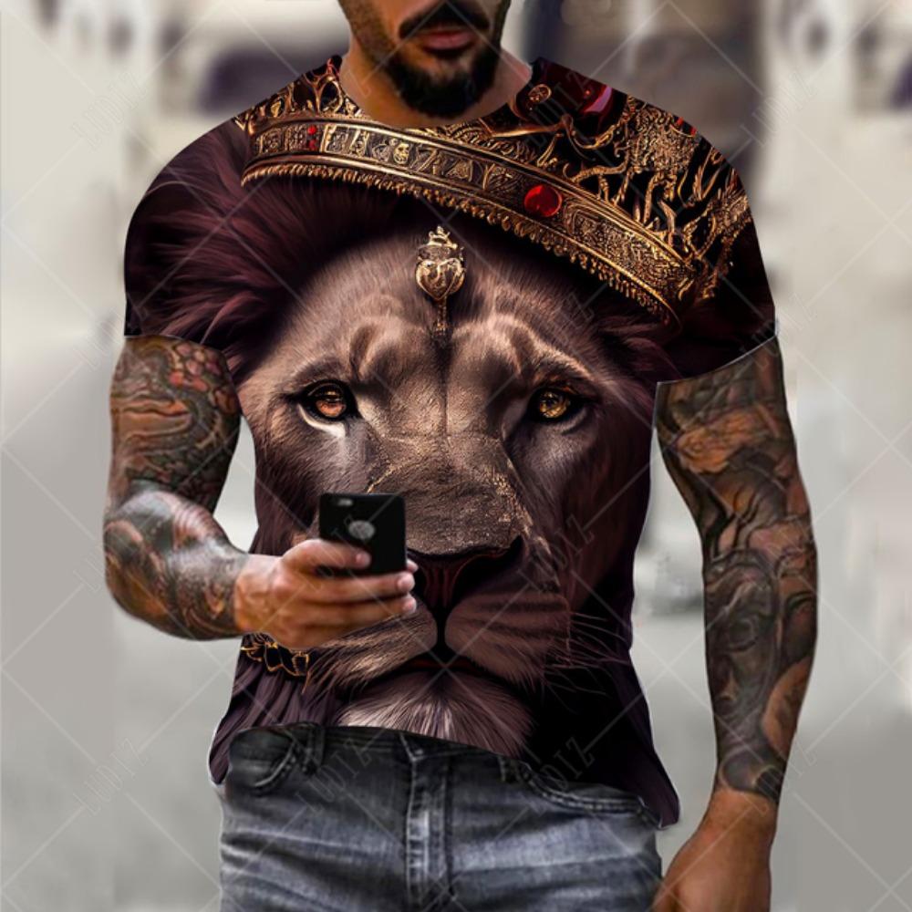 Men's Lion T-shirt Fashion 3d Printed T Shirt Animal Pattern Short-sleeved Oversized Streetwear Tees Summer Casual Men's Tops