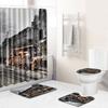 Landscape Shower Curtain Floor Mat Combination Four-Piece Set Bathroom Toilet Carpet Shower Room Mat Foot Mat