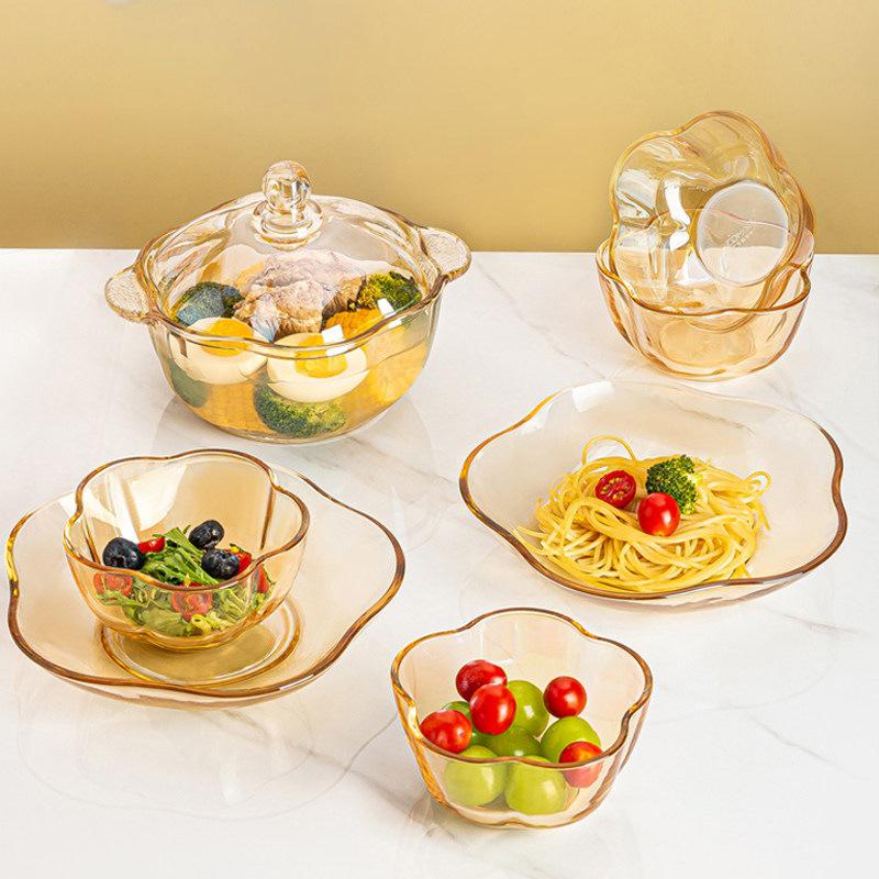 Transparent Glass Dessert & Fruit Bowl Set - Stylish Tableware for Snacks, Salad, & Yogurt