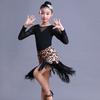 Girls' Exam Grade Latin Dance Costume Set - Long Sleeve Jumpsuit with Skirt for Autumn Practice