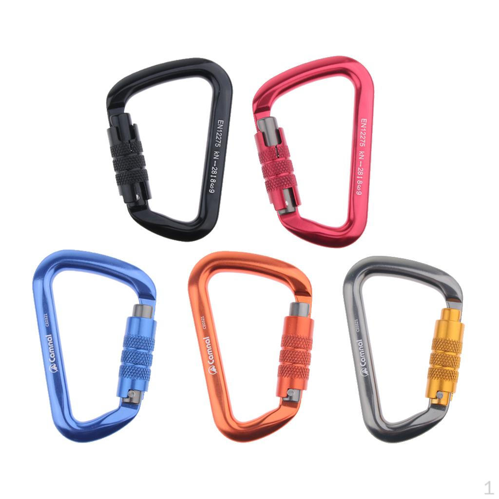 Buy 5pcs 28KN Aluminum Climbing D Type Carabiners Snap Auto Locking