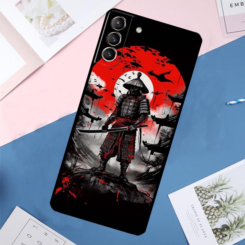 Japan Ninja Samurai Red Sun Case For Samsung Galaxy S25 Ultra S21 S22 S24 S23 Ultra S9 S10 Plus S21 FE S25 FE Back Cover