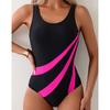 Sexy One Piece Swimsuit Women Trendy Contrast Color Swimwear Push Up Swimming Summer 2025 New Bathing Suits Bodysuits Beachwear