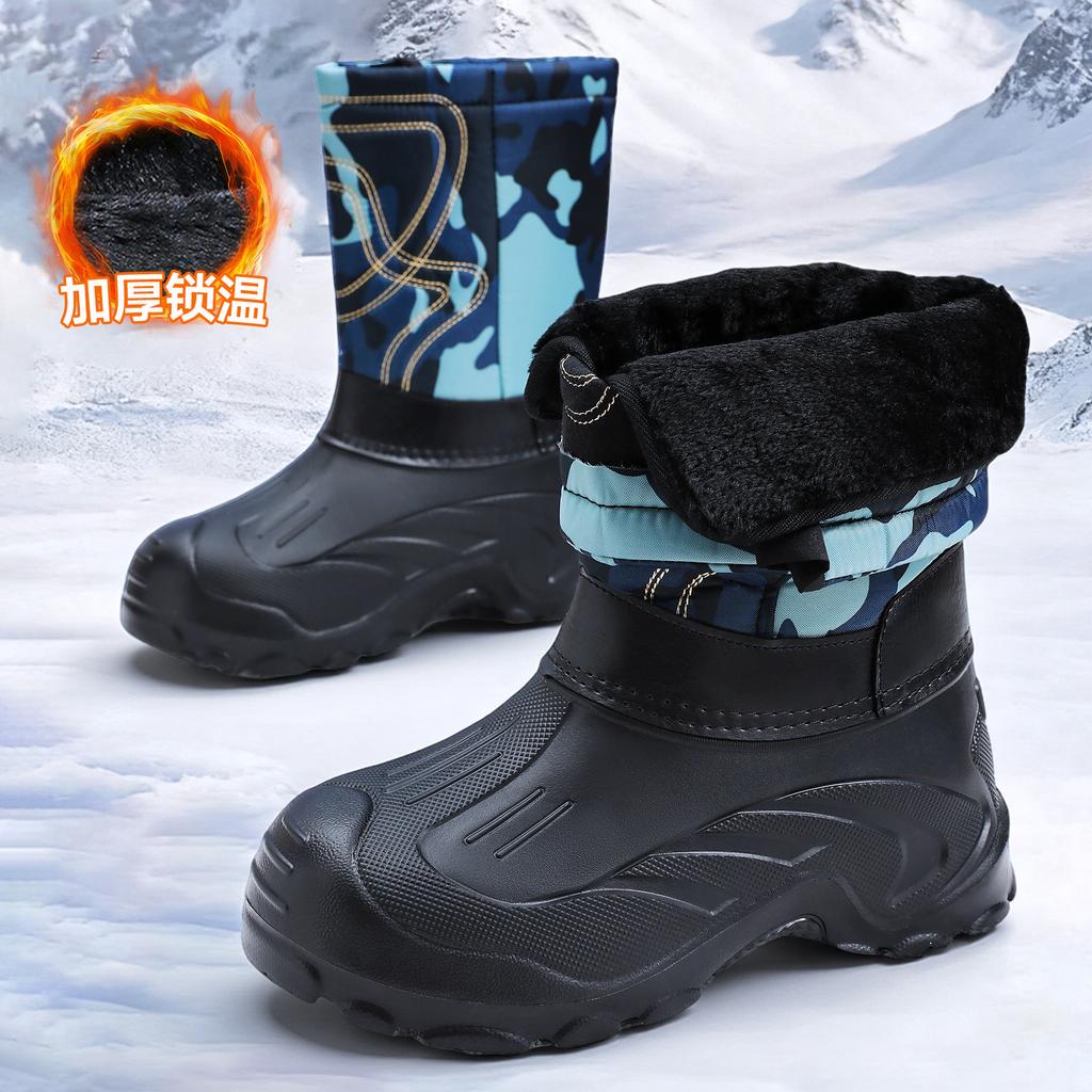 Men's shoes cotton shoes winter tall snow boots piled thickened cotton boots waterproof and non-slip one-pedal cotton shoes