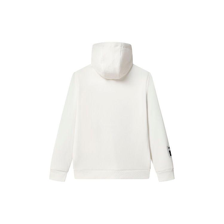 FILA Van Gogh Museum 2.0 Letter Logo Pattern Printed Drawstring Long Sleeve Sweatshirt Men sweatshirt Cloud-White F11M318210FWT