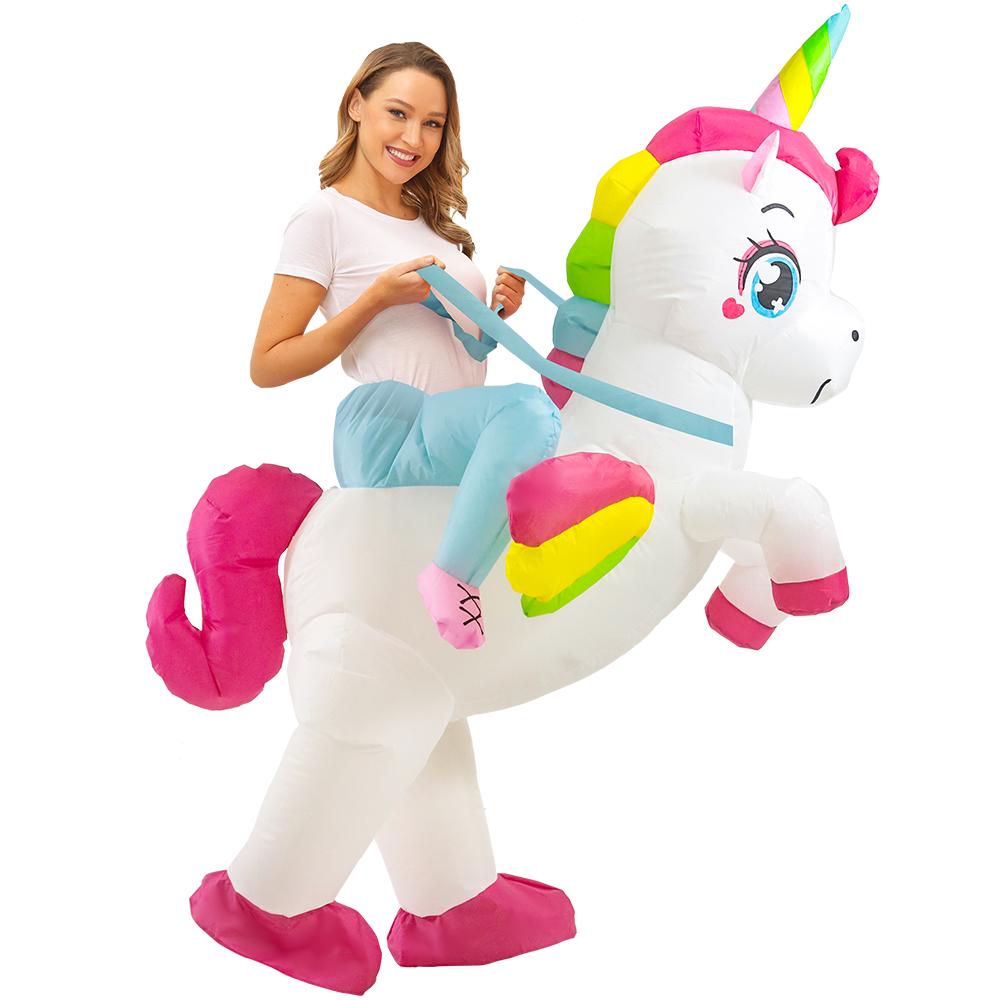 Adult Kids Colorful Unicorn Inflatable Costume Fancy Funny Inflatable Suit for Boys Girls Halloween Purim Anime Cosplay Costumes