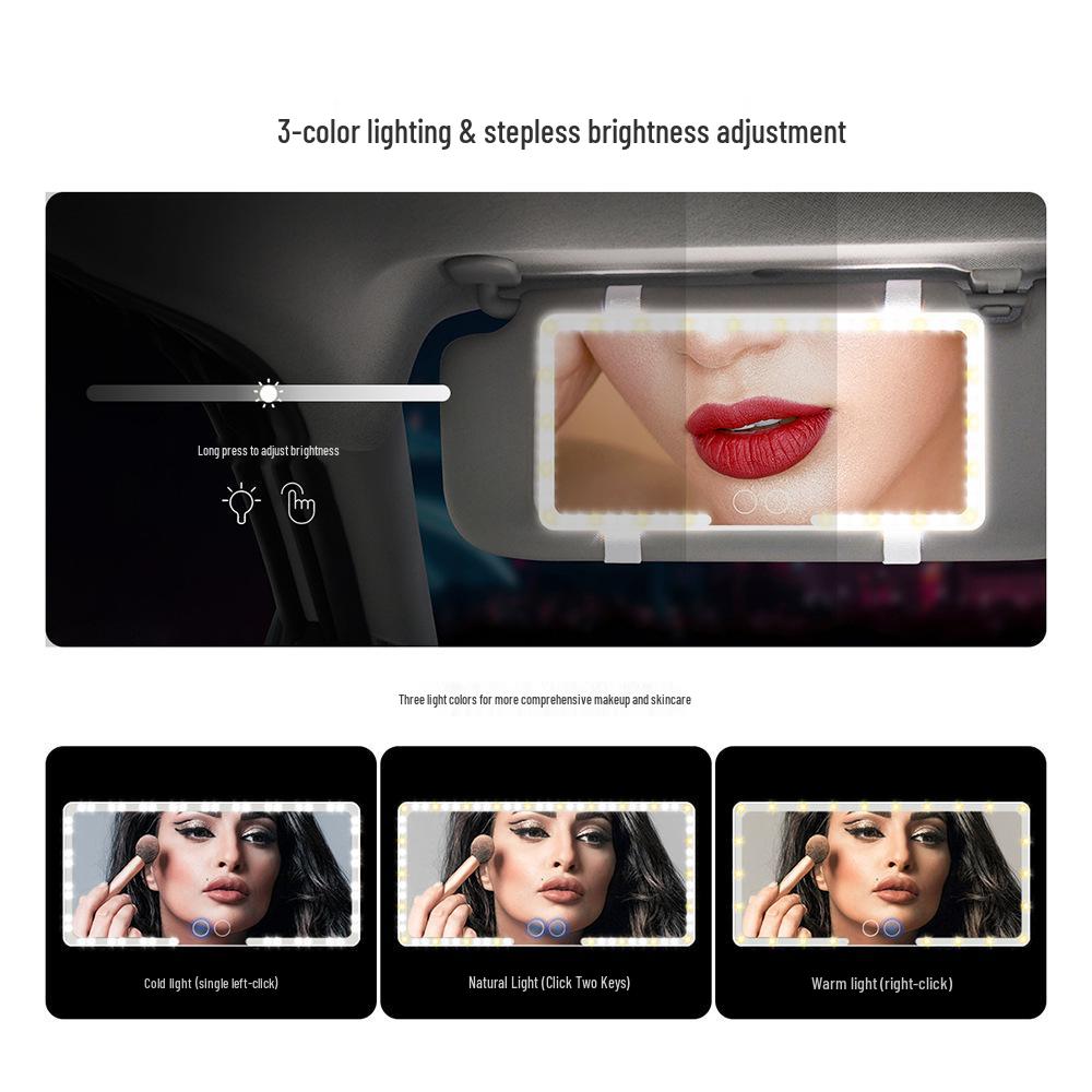 Miroir de Maquillage LED pour Voiture avec Double Commande Tactile Lumière d'Appoint & USB