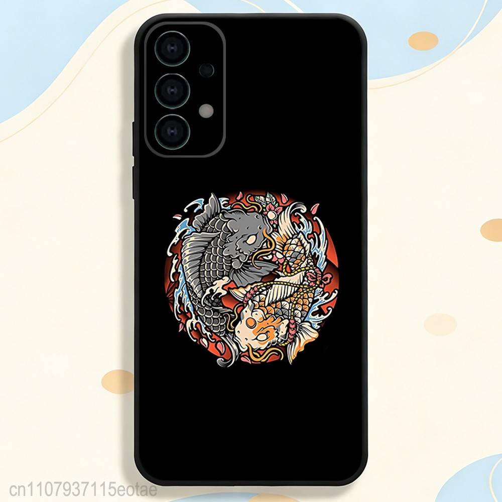 Koi Carp YIN YANG Phone Case for Samsung S series s21 s22 s23 s24 s25 S26 FE Plus Ultra TPU Soft to Skin-friendly case