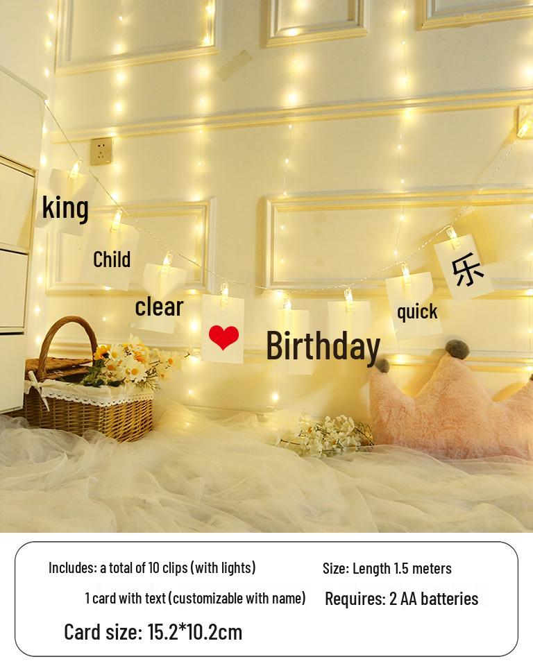 First Birthday Fairy Lights Decor: Photo Wall, Bunting, and Decorative Lights for a Happy Party