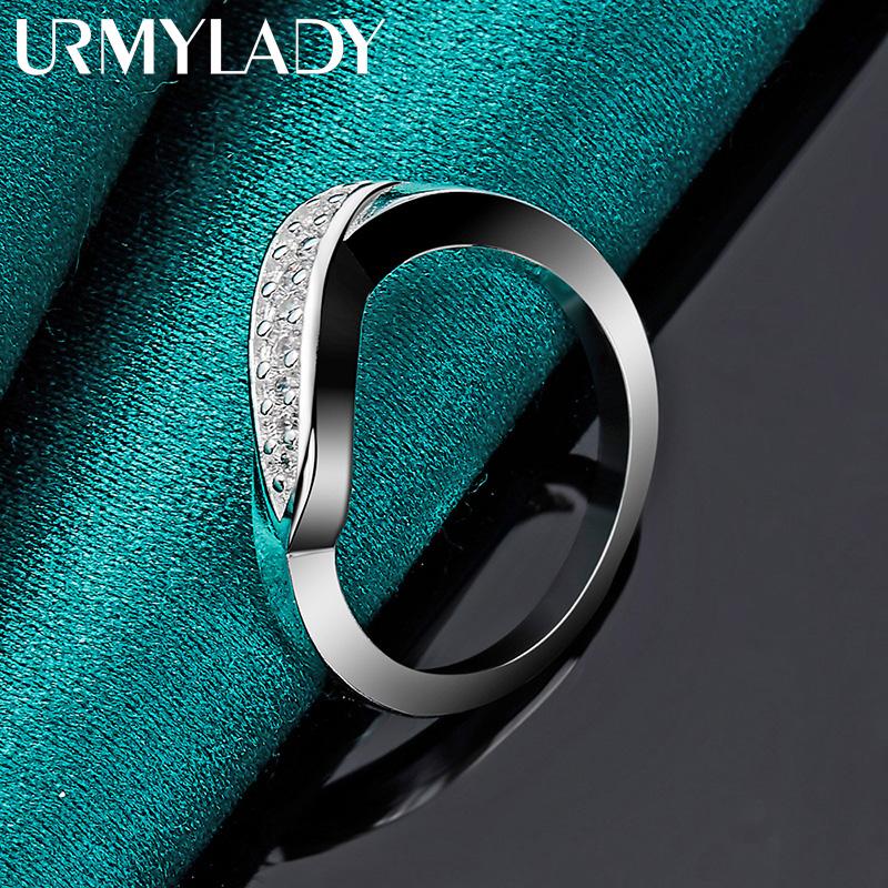 925 Sterling Silver Leaf Cyrkon 7 8 9 10 Pierścionek Dla Kobiet Moda Biżuteria