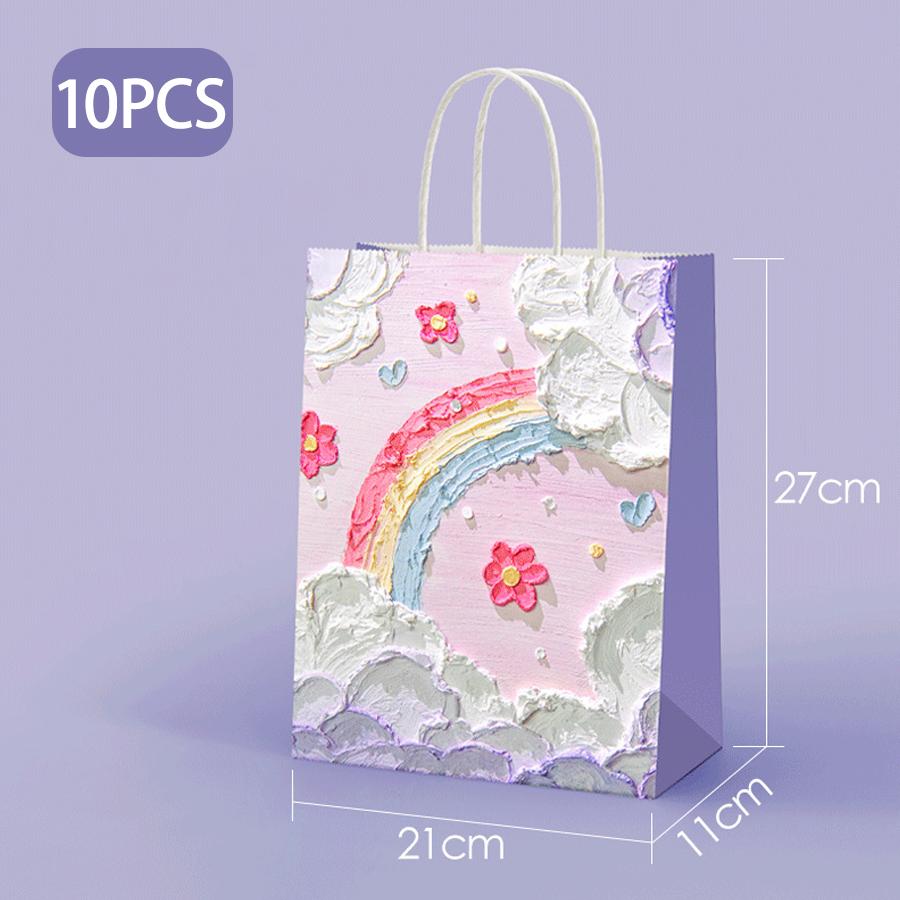 A Set of 10 3D Embossed Art Gift Bags – Cute and Beautiful Paper Shopping Bags, Suitable for Various Occasions Such As Parties and Birthdays.