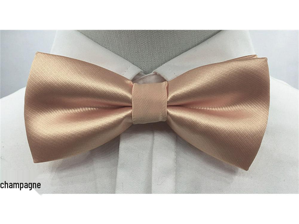 Men's Solid Color Double Layer Bow Tie - Poly Silk, Korean & British Style, Red/Black, Wedding & Best Man Accessory.