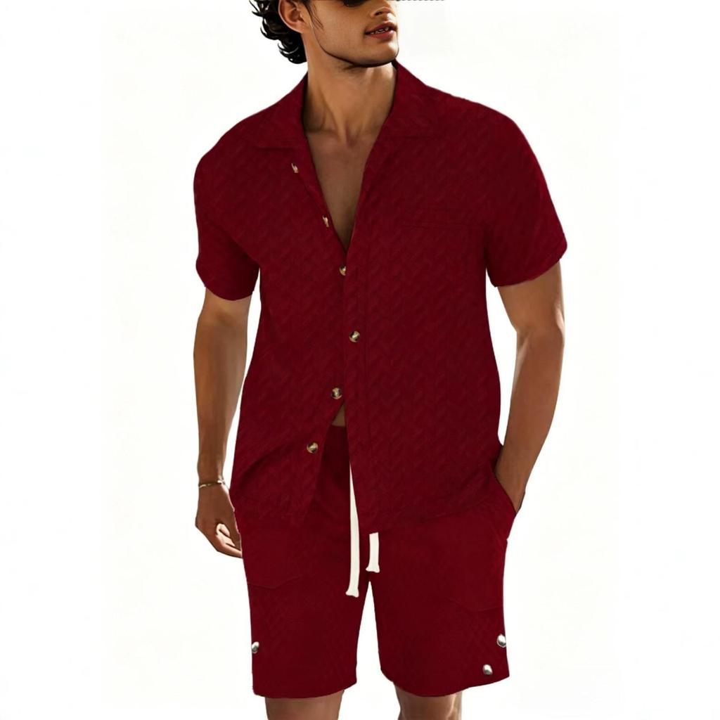 Summer 2026 Men's Textured Embossed Polo Shirt, New Trend Short Sleeve Lapel Design