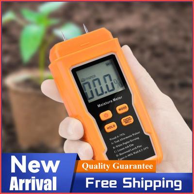 Two Pins Wood Moisture Meter with Temperature Display Backlit Digital Paper Humidity Tester Wall Hygrometer Timber Damp Detector