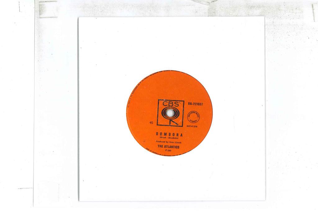 7inch Record ATLANTICS - Bombora / Greensleeves BA221037 CBS 1963 Australia Rock Used