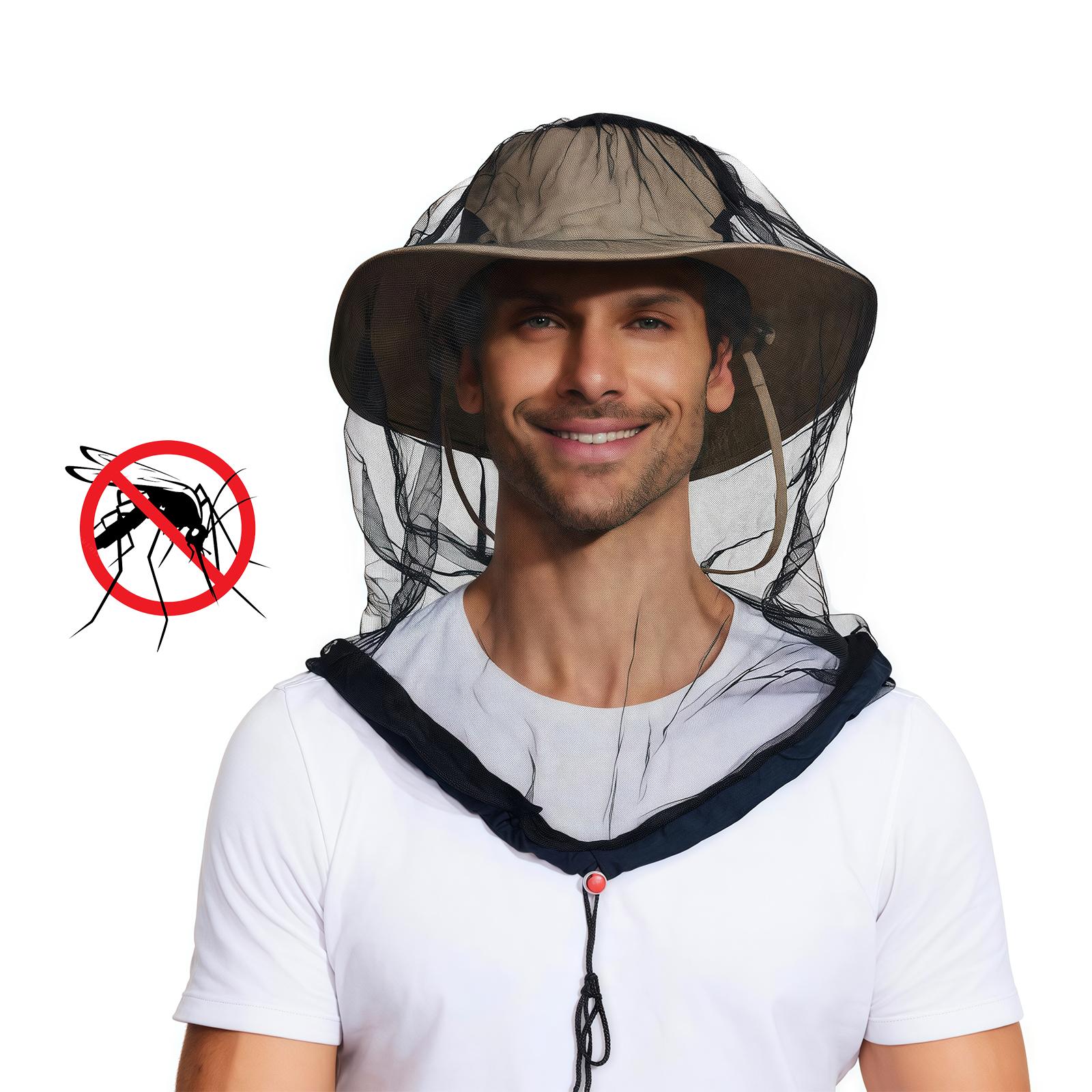 

Outdoor Fishing Face Mask Hood Mosquito Head Net Mesh for Camping Hiking Gardening Bug Netting Over Hats Insect Shield A