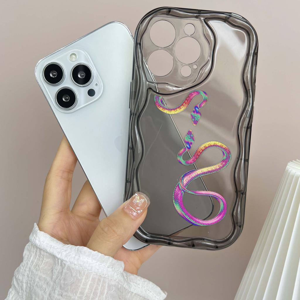 N73 Schwarzgold Schlangenmuster Weiche Wellenförmige Handyhüllen für iPhone 14 Pro Max 13 mini 15 Plus XR 7 8 6 XS Max 12 11 Schutz-Bumper-Hülle