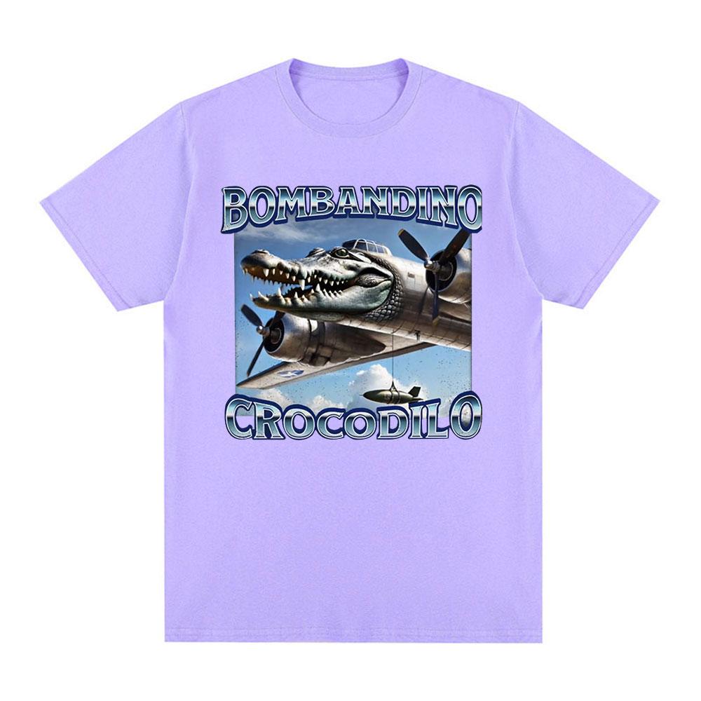 Bombardiro Crocodilo Funny Crocodile Plane Bomber Meme T-shirt Men Women Clothing Casual Cotton Oversized Short Sleeve T Shirts