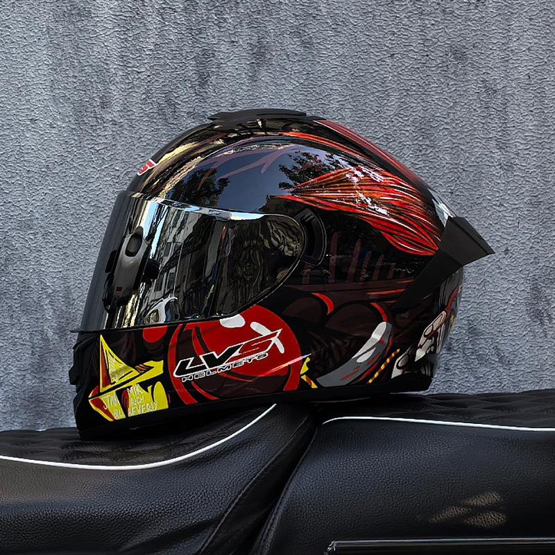 Imitation Street Car Helmet Men's Motorcycle 3C Electric Vehicle Full Helmet Autumn and Winter Knight Double Mirror Riding