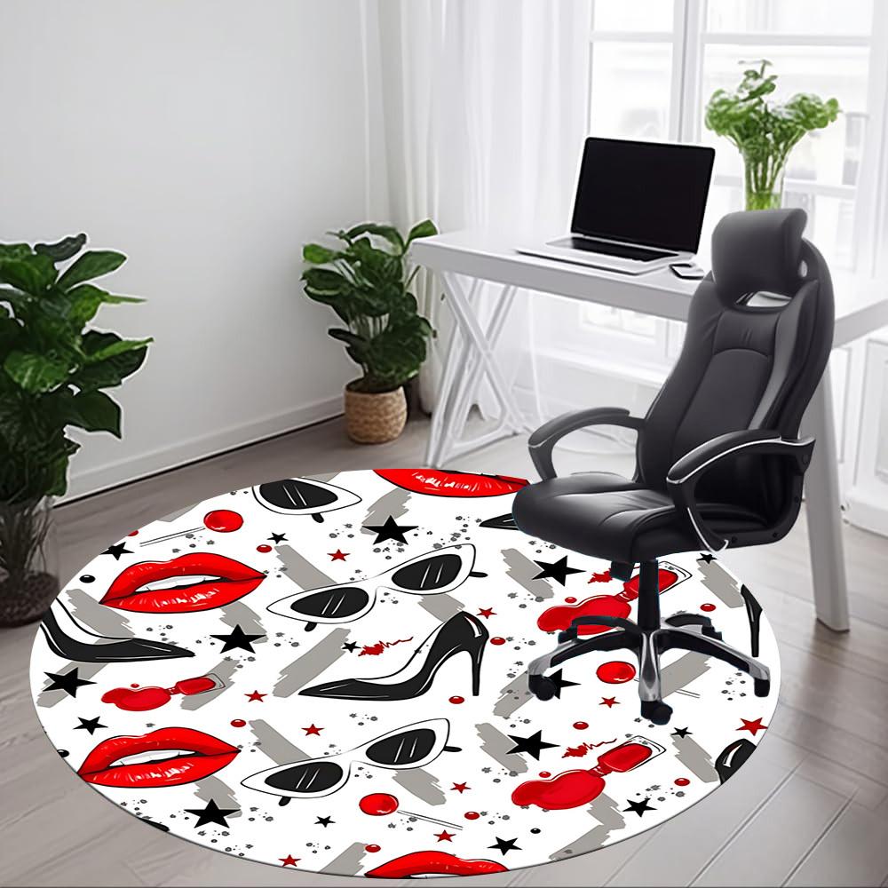 1pc Lipstick, High Heels Chair Carpet for Office, Non-slip, Soft and Durable Office Rug, Perfect for Office yy251227137
