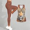 Animal Printed Yoga Outfit for Women Fashion Workout Leggings Fitness Sports Casual Yoga Set Sports Suit