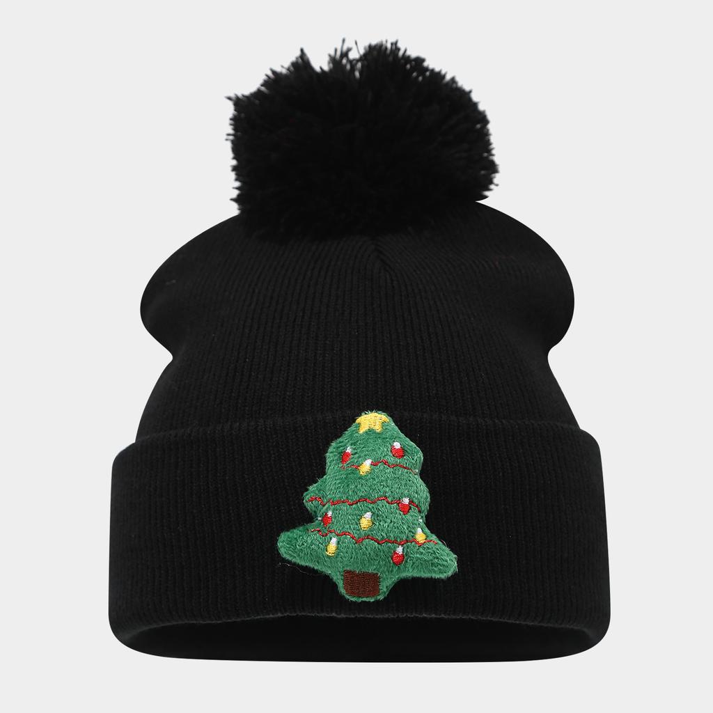 Christmas Elements Warm Beanie Autumn and Winter Santa Claus Knitted Hat Outdoor Hairball Warm Hat