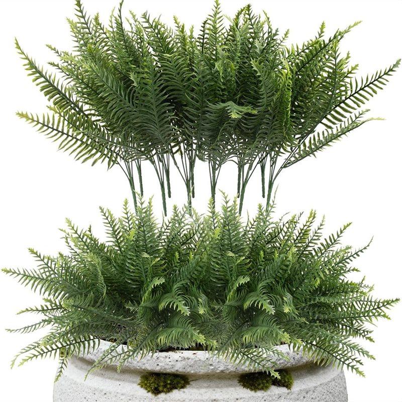 

SHGO-For Outdoor And Indoor Decor, 12 Pcs UV Resistant Faux Ferns, Artificial Greenery For Garden, Porch& Patio(Green) зелений