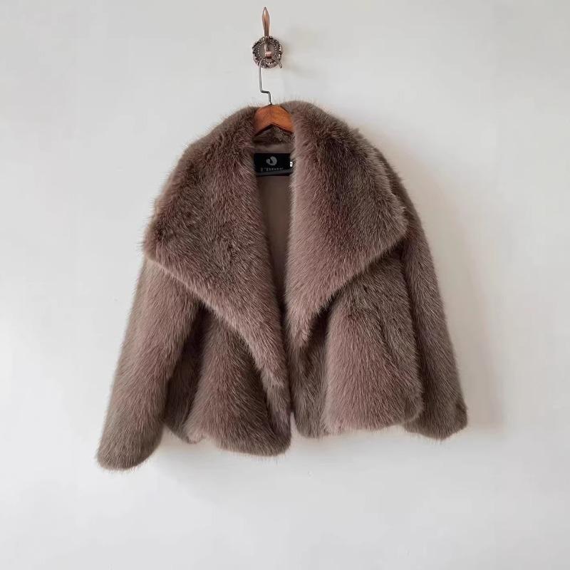Winter Warm Imitation Fur Jacket Large Lapel Soft Fox Fur Jacket Fashionable High Hair Women's Clothing