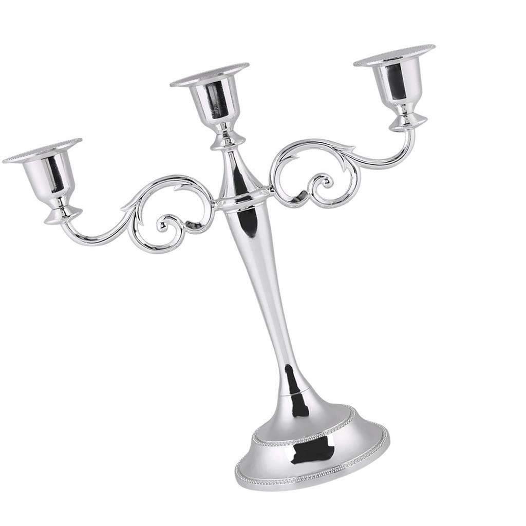 3 Arms Metal Candle Holder European   Candelabra Wedding Candlestick Home Decor (Gold)