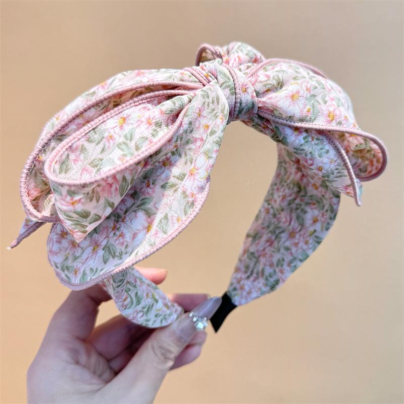 Kvinner Jenter Vakkert Roseblomst Trykk Hårbånd med Stor Sløyfe i Midten Moteabel Kvinne Fest Utendørs Hårtilbehør