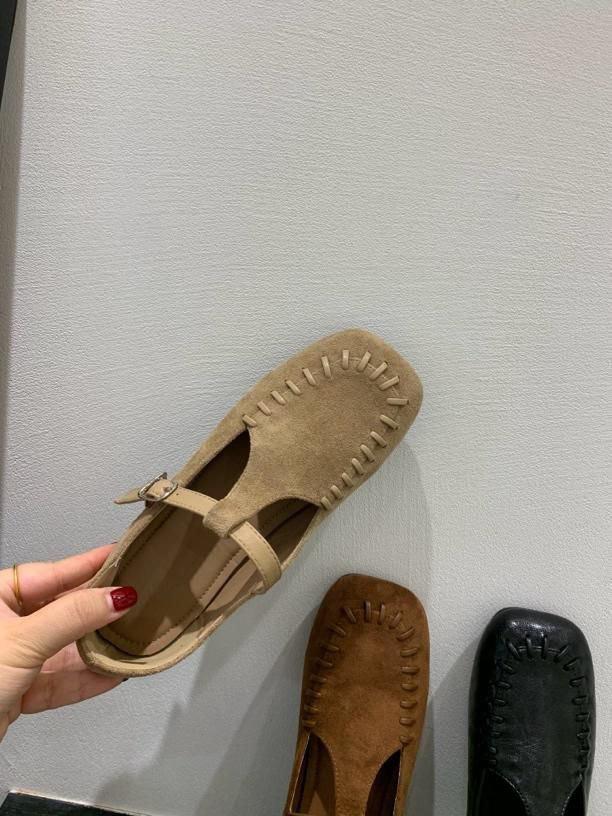 Sheepskin version~ French retro round head suede Mary Jane single shoes women's 2025 new two-wear light mouth flat-soled single shoes