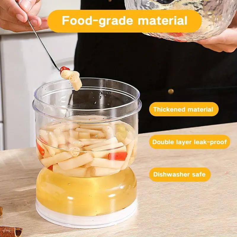 Kitchen Fermentation Jar with Pickle and Olive Fork Strainer Jar Hourglass Jar Strainer Flip Pickle Container for Food Storage