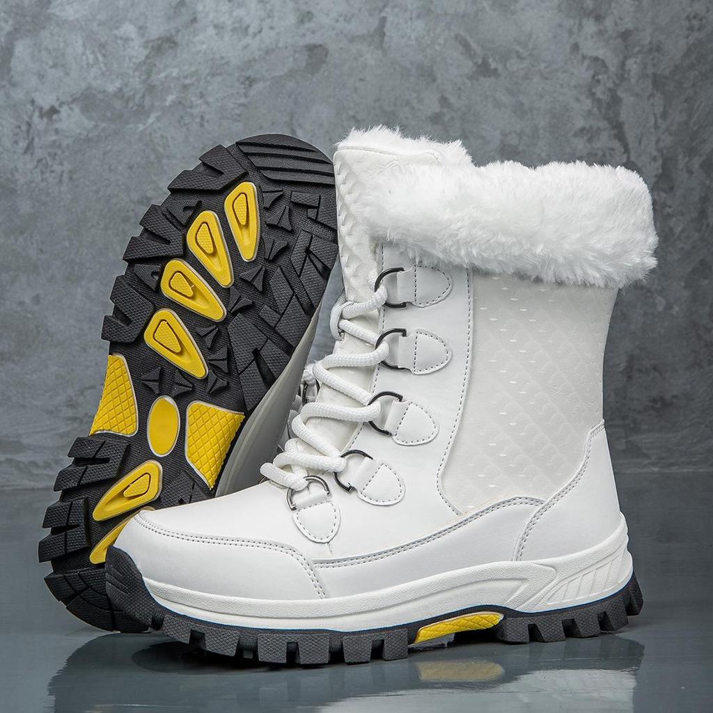 Women's Winter High-Top Non-Slip Snow Boots with Long Fur - Warm Large Size Ski Boots