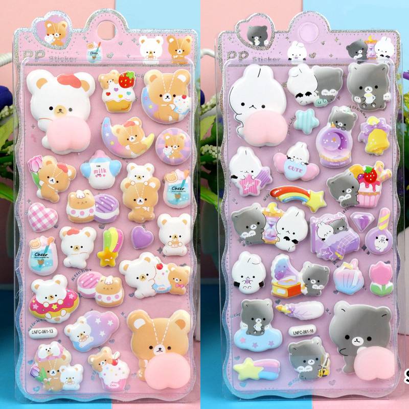 3D Cute Animal Butt Stickers Plush Pinched Happy Buttocks Sticker Stress Ease Puffy Sticker For Diy Scrapbook Phone Case Decal