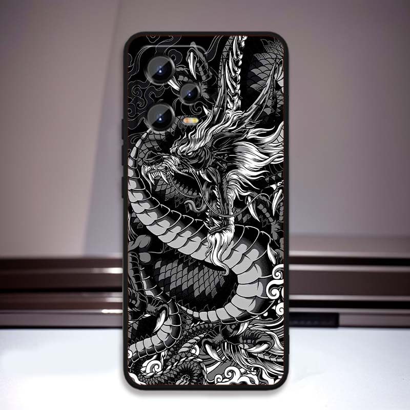 Anime Dragon Design Phone Case For Xiaomi Redmi Note 15 14 13 12 12S 11E 11 11S Pro Plus 4G 5G Black Soft TPU