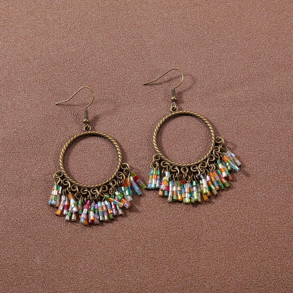 Retro Seaside Holiday Shell & Turquoise Bohemian Hoop Earrings for Women