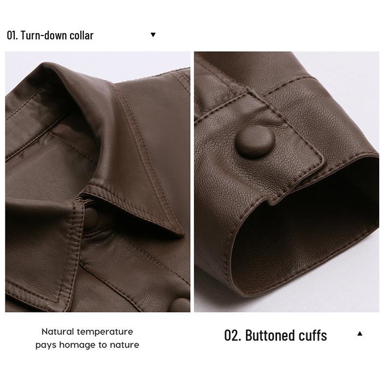 2025 Spring Women's Casual Leather Jacket - Loose, Versatile Lapel Design ZH1163