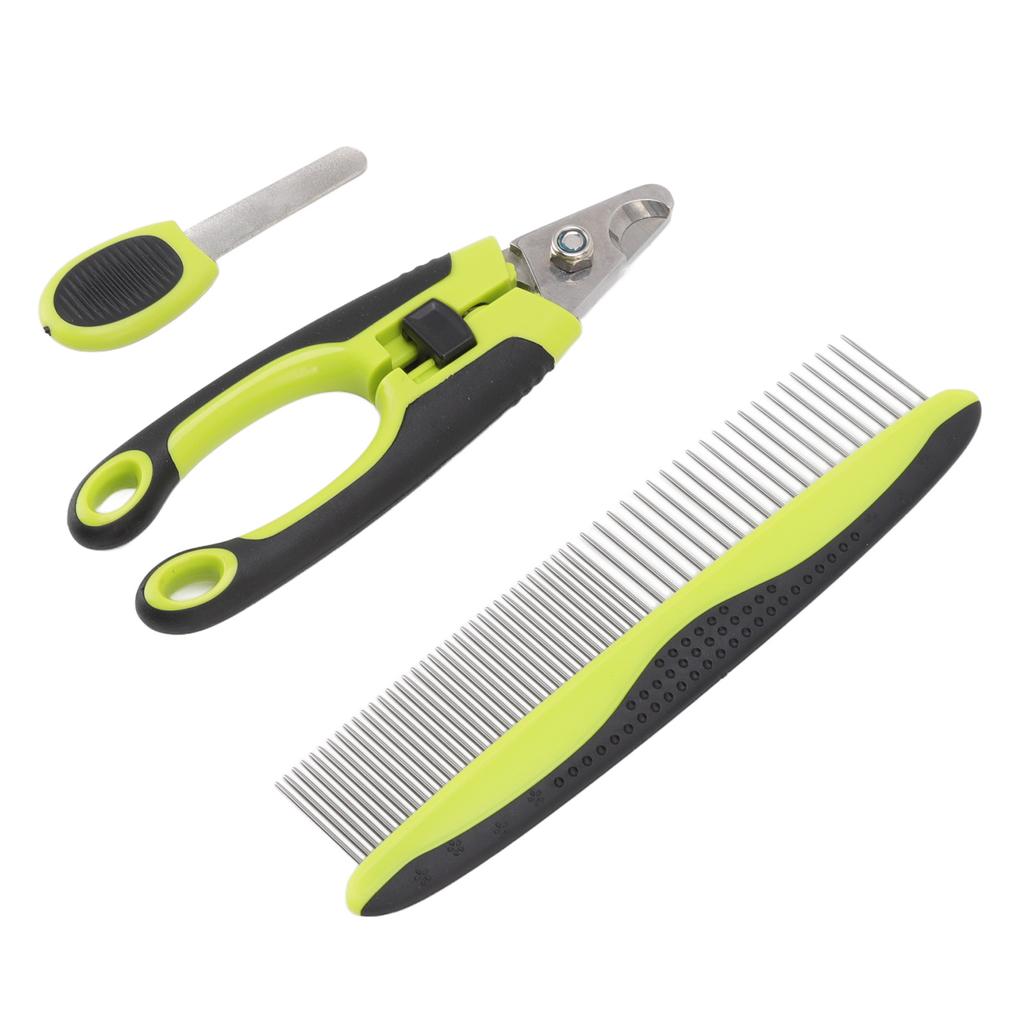 Haustierpflege-Set Edelstahl Ergonomischer Haustierkamm Hunde-Nagelknipser und Trimmer-Set mit Feile für Katzen Hunde