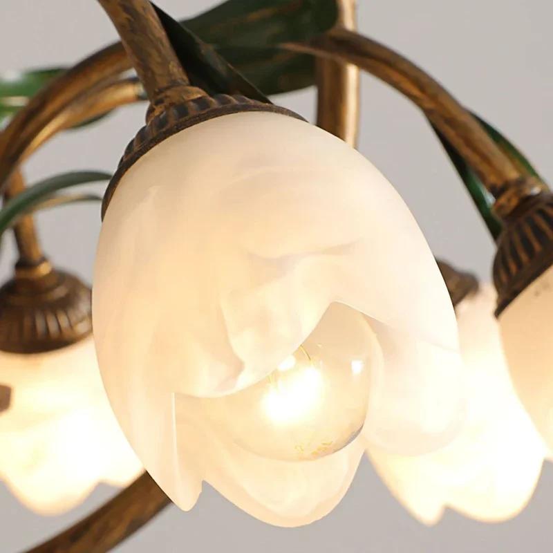 Scandinavian style Chandelier Nordic room apartment decoration pendant light floral wedding green leaf flower glass LED light