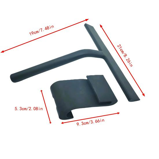 Bathroom Water Stain Remover: No-Drill Adhesive Glass & Mirror Scraper with Hook Storage