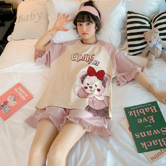 Korean Smiley Face Long-Sleeve Pajama Set: Minimalist Women's Spring & Autumn Two-Piece Homewear