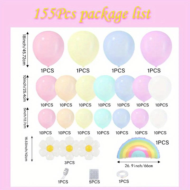 155pcs Pastel Rainbow Balloon Arch Wreath Set for Birthday Party Gatherings Anniversary Celebrations As Background Decorations