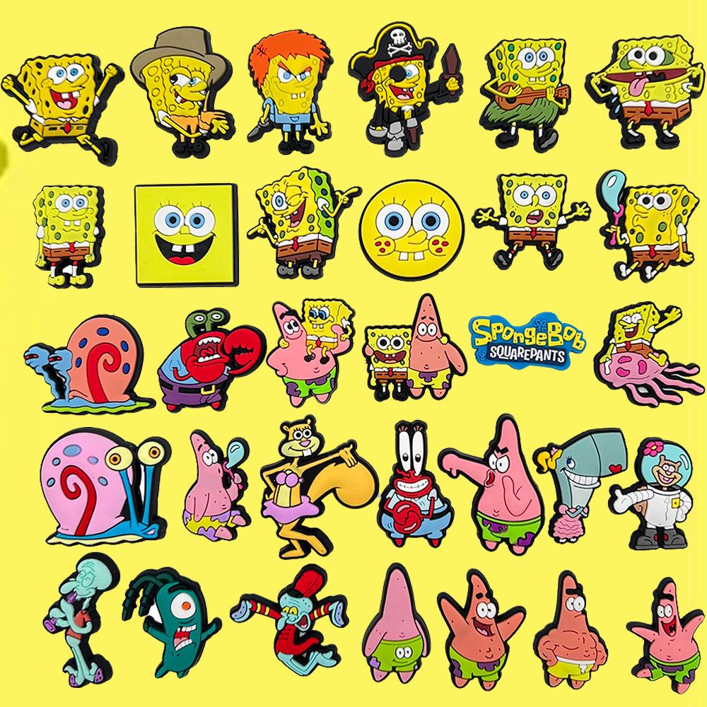 32 SpongeBob PVC Soft Rubber Shoe Buckles - Decorative Patches for Crocs
