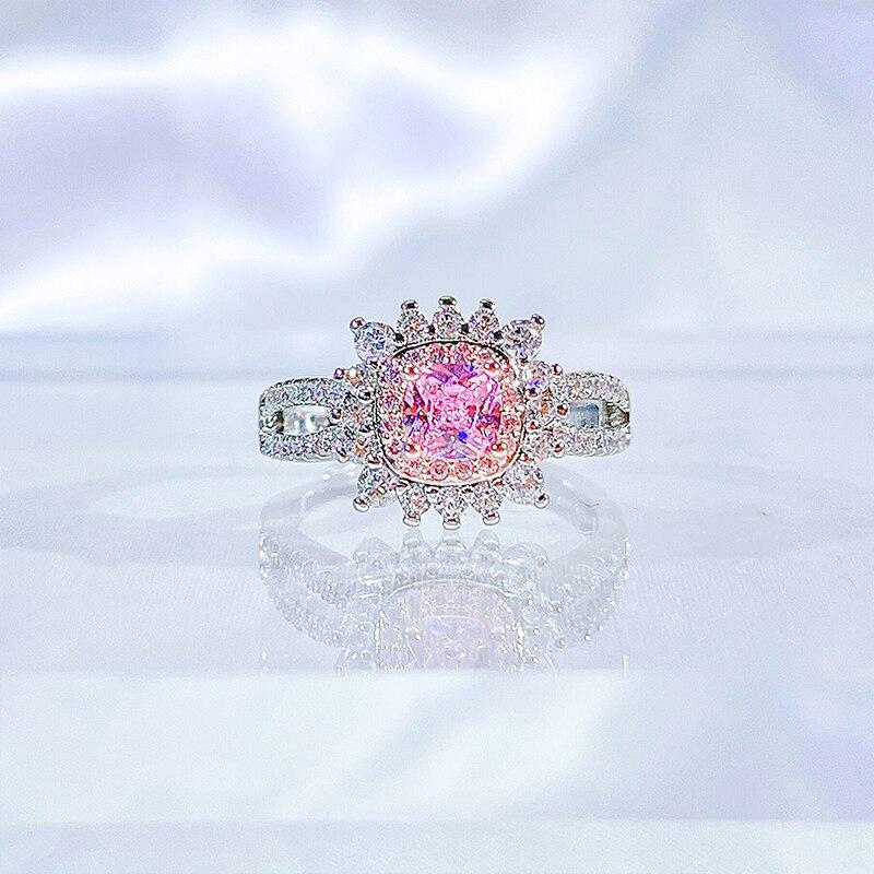 

Классические женские открытые кольца BELLA BOX, роскошные обручальные юбилейные украшения с цирконом Resizable розовый