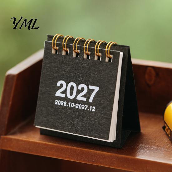 Kompakter Tischkalender für Zuhause, Mini-Schreibtisch 2026-2027, Okt 2026 bis Dez 2027, Stehend, zum Umblättern, Kleines tragbares Schreibtisch-Dekorationsobjekt-Kalender, 14 Monate